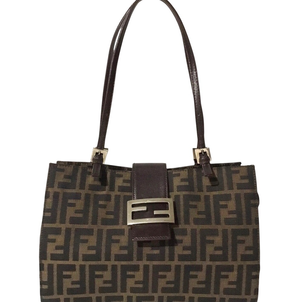 Authentic Fendi Zucca Canvas Brown Small Shoulder Bag